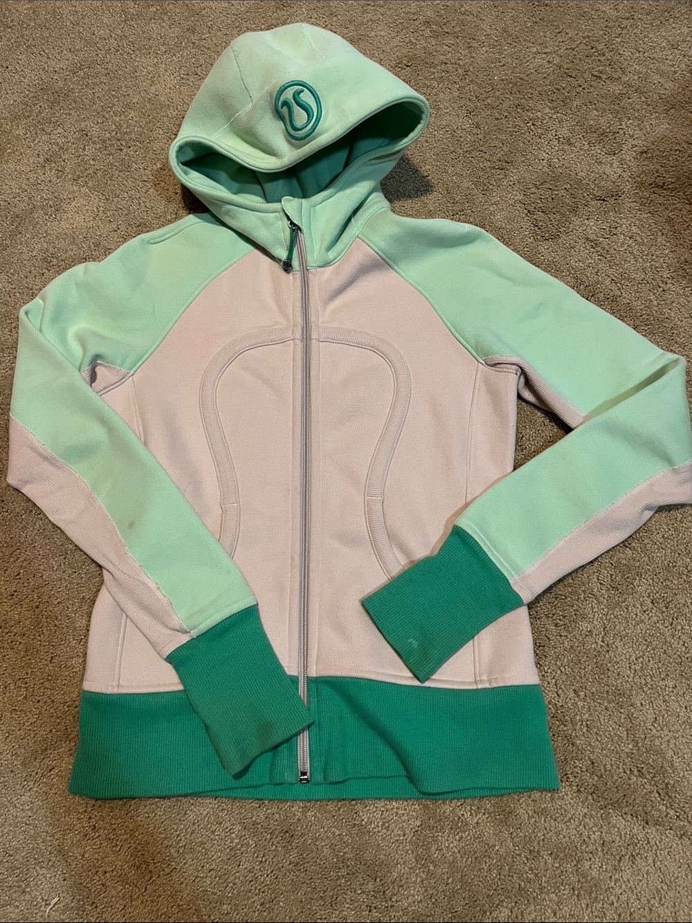 lululemon athletica Mint Green & Light Pink Scuba Hoodie